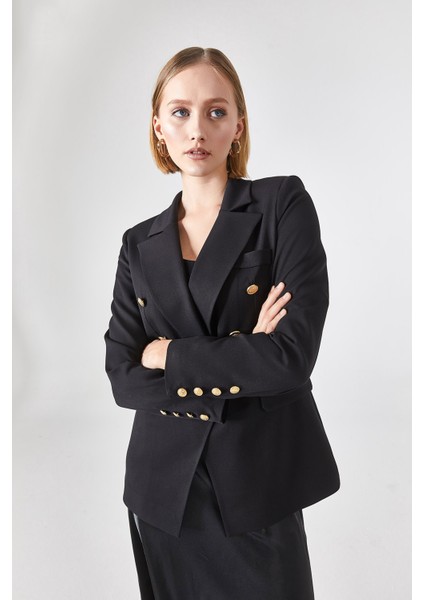 Blazer Astarlı Metal Üç Düğmeli Ceket Siyah fırsatları