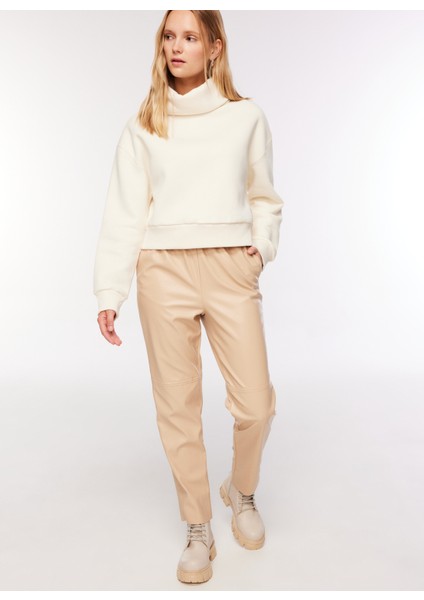Lastikli Bel Basic Bej Kadın Pantolon FC3WL-PNT27