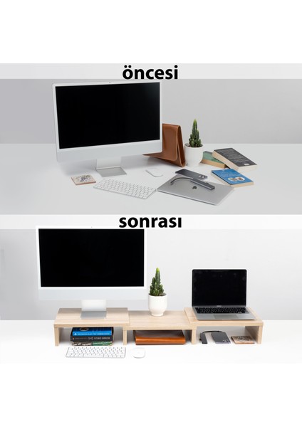 Çift Monitör Standı Ekran Yükseltici Bilgisayar Masaüstü Düzenleyici Organizer