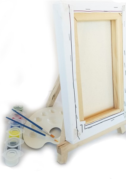 Deniz Kızı Çocuk Ressam Seti - 30X40 cm Önçizimli Tuval, 2 Adet Fırça, Palet, Boyalar ve Şövale