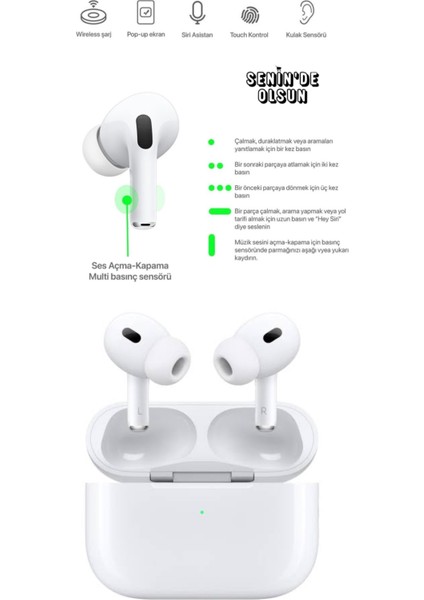 Pro 2.nesil Bluetooth Kulaklık Ios . Androis ve Tüm Cihazlara Uyumlu