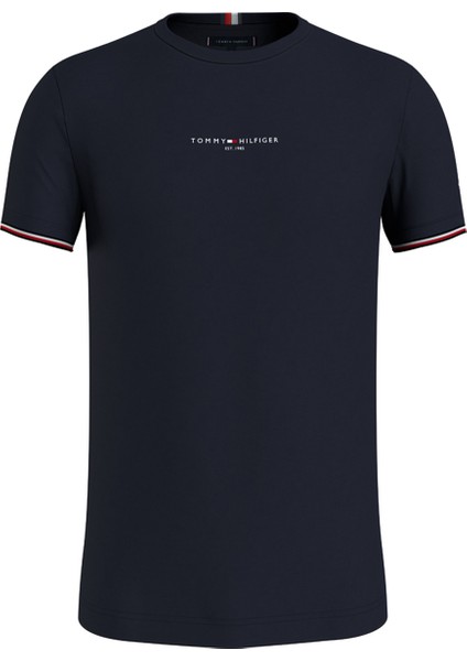 Tommy Hilfiger Bisiklet Yaka Mavi Erkek T-Shirt MW0MW32584DW5