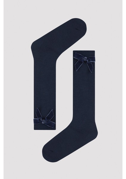 Kız Çocuk Navy Ribbon Pantolon Çorabı