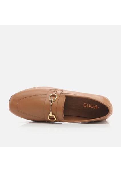 01AYH274300A370 Hakiki Deri Taba Kadın Loafer
