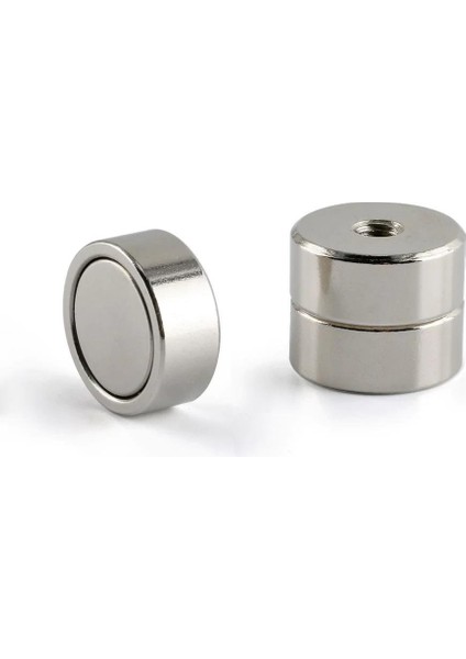 Ø20X10 mm 420 Kalite Paslanmaz Pot Mıknatıs Çap 20 Mm, Kalınlık 10 mm Dişi Delikli Mıknatıs