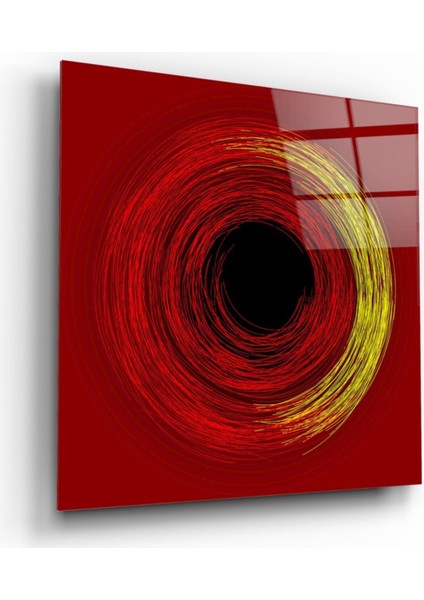 Kırmızı Girdap Cam Tablo