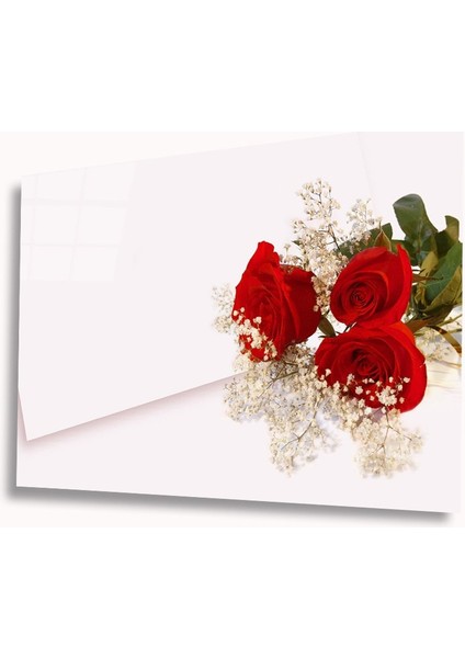 Kırmızı Güller Cam Tablo