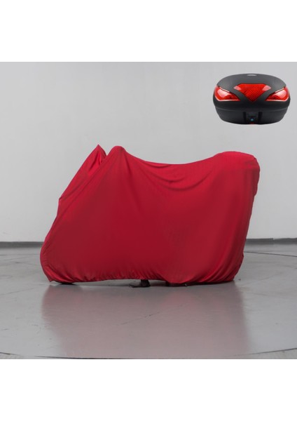 Bisan Teos 125 Çantalı Motosiklet Brandası Kırmızı Penye Örtü Motor Brandası