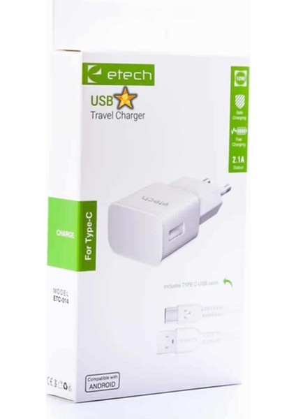 ETC-014 2.1A 10W Type-C Şarj Cihazı Seti