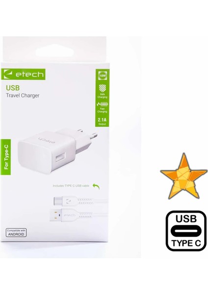 ETC-014 2.1A 10W Type-C Şarj Cihazı Seti