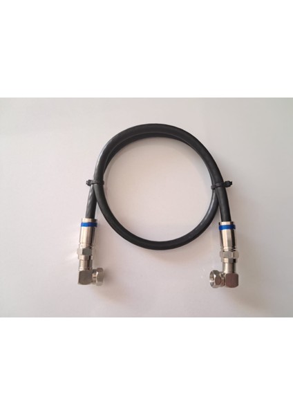 Digitürk Sıkmalı F Konnektörlü L Tipi A+++ Hazır Uydu Anten Kablosu Folyolu Rg6 Siyah Renk 2 M