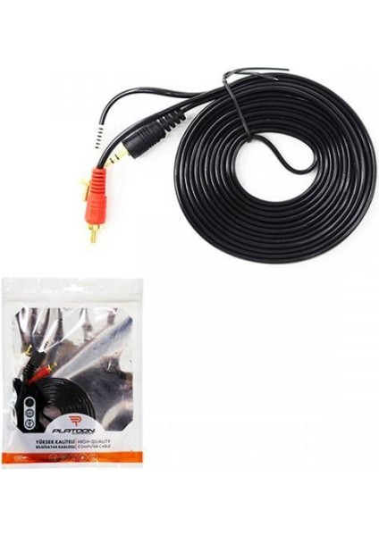 Platoon PL-8561 3m Metre Rca Aux 3.5mm Ses Sistemi Kablosu