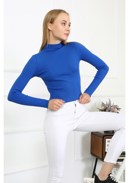 Kadın Crop Kaşkorse Bluz 23511 -Sax