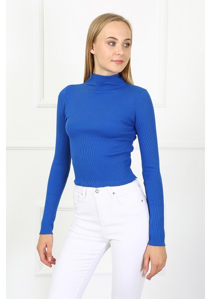 Kadın Crop Kaşkorse Bluz 23511 -Sax