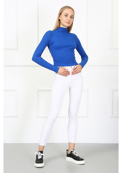 Kadın Crop Kaşkorse Bluz 23511 -Sax