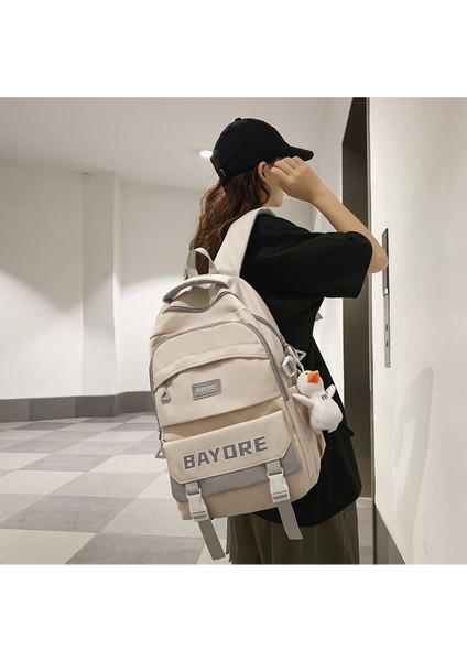 Okul Kadın Ins Kore Versiyonu Ortaokul Öğrencisi Büyük Kapasiteli Sırt Orta Okul Öğrencisi Mektup Trend Sırt Çantası (Yurt Dışından) modelleri