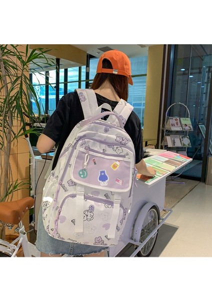 Okul Sezonu Karikatür Sevimli Okul Kadın Ortaokul Öğrencisi Kampüs Sırt Ayı Baskı Sırt Çantası (Yurt Dışından) fiyatları