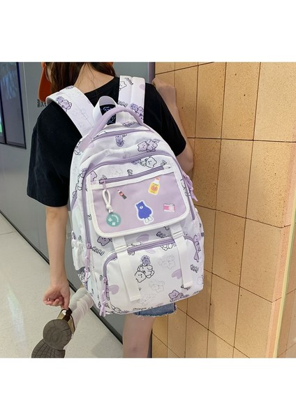 Okul Sezonu Karikatür Sevimli Okul Kadın Ortaokul Öğrencisi Kampüs Sırt Ayı Baskı Sırt Çantası (Yurt Dışından) indirimleri