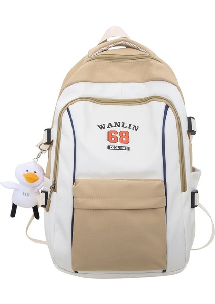 Üniversite Öğrencisi Sırt Kadın Büyük Kapasiteli Ekleme Kontrast Eğlence Lise Öğrencisi Okul Modaya Uygun Çantası (Yurt Dışından)