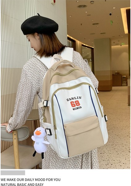 Üniversite Öğrencisi Sırt Kadın Büyük Kapasiteli Ekleme Kontrast Eğlence Lise Öğrencisi Okul Modaya Uygun Çantası (Yurt Dışından) fiyatları