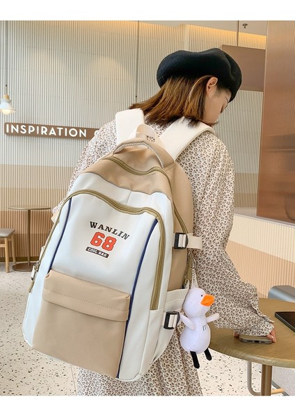 Üniversite Öğrencisi Sırt Kadın Büyük Kapasiteli Ekleme Kontrast Eğlence Lise Öğrencisi Okul Modaya Uygun Çantası (Yurt Dışından) modelleri