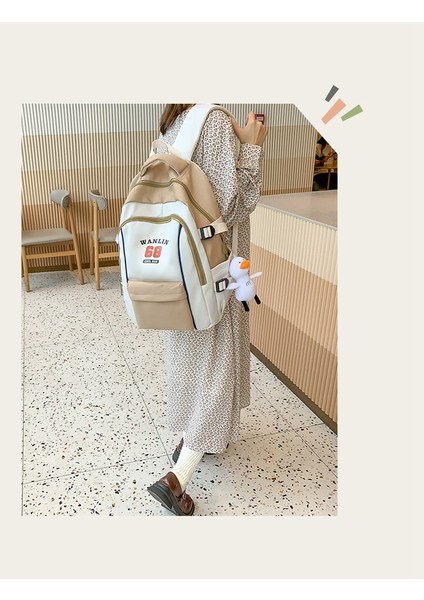 Üniversite Öğrencisi Sırt Kadın Büyük Kapasiteli Ekleme Kontrast Eğlence Lise Öğrencisi Okul Modaya Uygun Çantası (Yurt Dışından) fırsatları