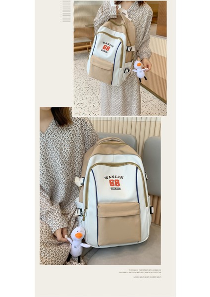 Üniversite Öğrencisi Sırt Kadın Büyük Kapasiteli Ekleme Kontrast Eğlence Lise Öğrencisi Okul Modaya Uygun Çantası (Yurt Dışından) indirimleri