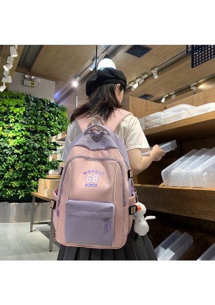 Üniversite Öğrencisi Sırt Kadın Büyük Kapasiteli Ekleme Kontrast Eğlence Lise Öğrencisi Okul Modaya Uygun Çantası (Yurt Dışından) fiyatları