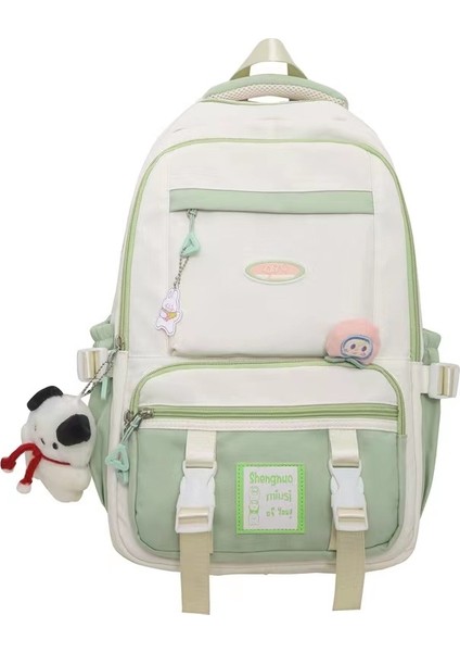 Takım Retro Kontrast Büyük Kapasiteli Ortaokul Öğrencileri Sırt Geniş Omuz Askısı Eğlence Seyahat Bilgisayar Çantası (Yurt Dışından)