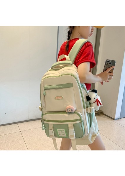 Takım Retro Kontrast Büyük Kapasiteli Ortaokul Öğrencileri Sırt Geniş Omuz Askısı Eğlence Seyahat Bilgisayar Çantası (Yurt Dışından) fiyatları