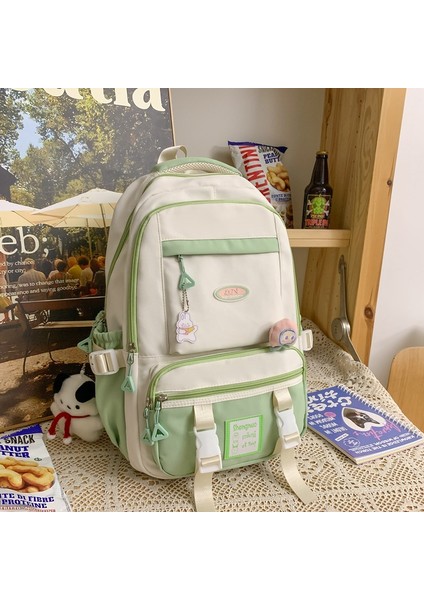 Takım Retro Kontrast Büyük Kapasiteli Ortaokul Öğrencileri Sırt Geniş Omuz Askısı Eğlence Seyahat Bilgisayar Çantası (Yurt Dışından) modelleri