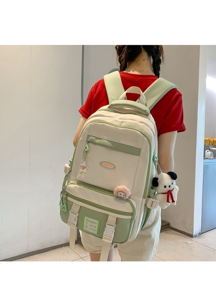 Takım Retro Kontrast Büyük Kapasiteli Ortaokul Öğrencileri Sırt Geniş Omuz Askısı Eğlence Seyahat Bilgisayar Çantası (Yurt Dışından) indirimleri