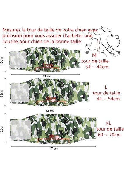 Erkek Köpek Bezi, 3'lü Paket Yıkanabilir ve Ayarlanabilir Köpek Bezi, Rahat ve Yeniden Kullanılabilir Köpek Bezi (L) (Yurt Dışından)