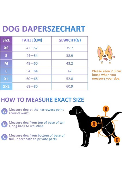 Köpek Bezi Yıkanabilir ve Yeniden Kullanılabilir Rahat Uzun Seyahatlerde Evcil Hayvan Inkontinansı Için Dayanıklı. (Aqk1, Xs) (Yurt Dışından)