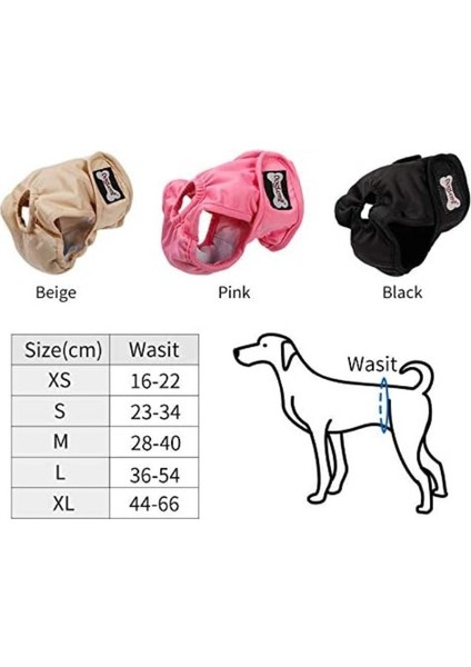 3'lü Paket Dişi Köpekler Için Yıkanabilir Çocuk Bezi Kızgınlık Dönemindeki Köpekler Için Hijyenik Külot, 5 Beden Mevcuttur (XS:16-22CM) (Yurt Dışından)