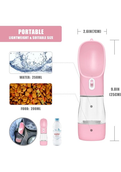 Çok Fonksiyonlu Köpek Kedi Yavrusu Besleyici Gıda Kabı Su Sebili ile Seyahat Kaseleri (Pembe) (Yurt Dışından) fiyatları