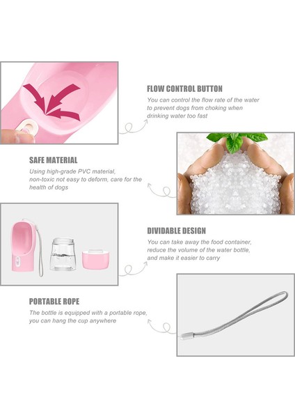 Çok Fonksiyonlu Köpek Kedi Yavrusu Besleyici Gıda Kabı Su Sebili ile Seyahat Kaseleri (Pembe) (Yurt Dışından) modelleri