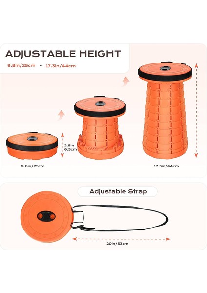 Katlanabilir Küçük Teleskopik Tabure, Turuncu (Yurt Dışından) fiyatları
