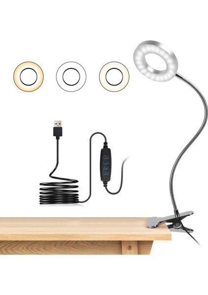 Kelepçe Masa Lambası 48 LED 360° Esnek Klipsli Okuma Lambası 3 Aydınlatma Modu ve 1 (Yurt Dışından)