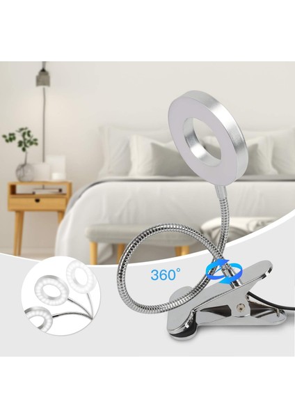 Kelepçe Masa Lambası 48 LED 360° Esnek Klipsli Okuma Lambası 3 Aydınlatma Modu ve 1 (Yurt Dışından) modelleri