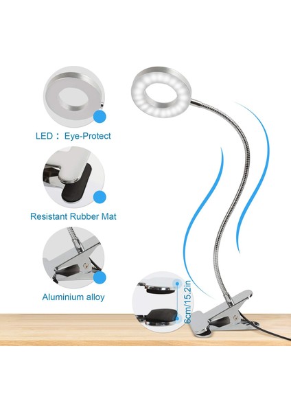 Kelepçe Masa Lambası 48 LED 360° Esnek Klipsli Okuma Lambası 3 Aydınlatma Modu ve 1 (Yurt Dışından) fırsatları