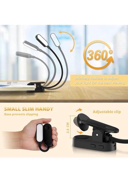 Okuma Işığı 16 LED Okuma Işığı USB Şarj Edilebilir Klipsli Lamba 9 Parlaklık Modu ve 3 Sıcaklık Ayarı (Yurt Dışından) indirimleri