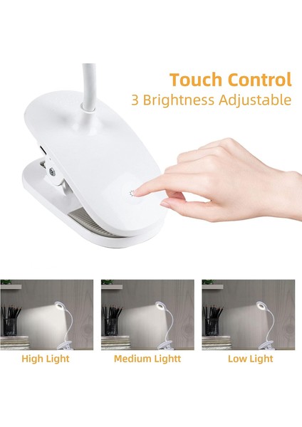 LED Masa Lambası, Okuma Lambası 1200MAH Şarj Edilebilir 16 LED 3 Parlaklık Kelepçe Lambası (Yurt Dışından) modelleri