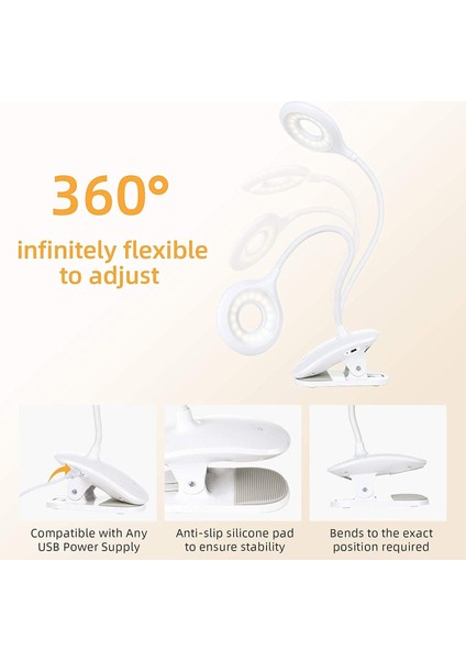 LED Masa Lambası, Okuma Lambası 1200MAH Şarj Edilebilir 16 LED 3 Parlaklık Kelepçe Lambası (Yurt Dışından) fırsatları