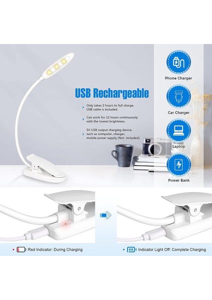 Okuma Lambası Siyah, 6 Led'li USB Şarjlı Okuma Işığı Lambası (Yurt Dışından) indirimleri
