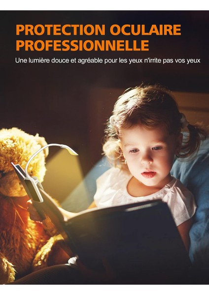 Okuma Işığı, 9 Aydınlatma Modlu 7 LED USB Şarj Edilebilir Klip Kitap Işığı (3 Renk) (Yurt Dışından) modelleri