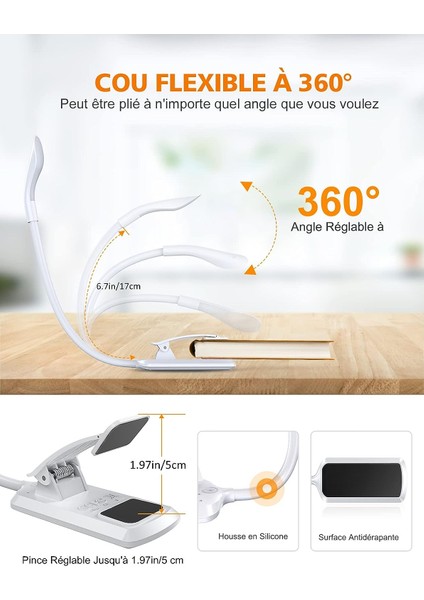 Okuma Işığı, 9 Aydınlatma Modlu 7 LED USB Şarj Edilebilir Klip Kitap Işığı (3 Renk) (Yurt Dışından) fırsatları