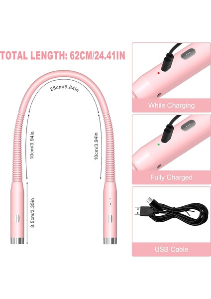 Okuma Lambası Yatakta Okumak Için Şarjlı Boyun Okuma Lambası LED 3 Renk Lamba L (Yurt Dışından)