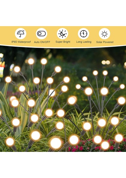 Solar Lamba Açık Bahçe Dekorasyonu, 4 Adet 6 LED Ateşböcekleri Güneş Işığı Açık Su Geçirmez Ip6 (Yurt Dışından) modelleri