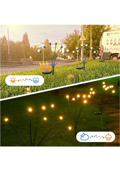 Solar Lamba Açık Bahçe Dekorasyonu, 4 Adet 6 LED Ateşböcekleri Güneş Işığı Açık Su Geçirmez Ip6 (Yurt Dışından) fırsatları